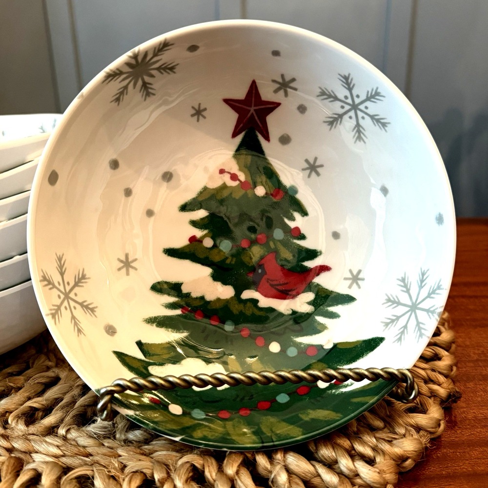 Wondershop at Target Christmas Tree Cardinal Cereal Bowls – Set of 7 – 7" – EUC